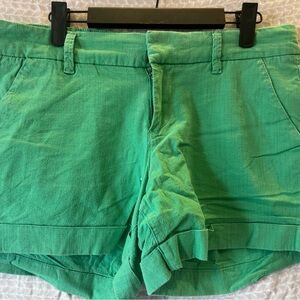 Dear John Vibrant Green Women's Cargo Shorts linen Finnegan Roll Cuff Short